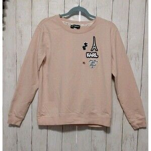 Karl Lagerfeld Paris Women's Pink Streetwear Pullover Love Karl Logo Size Small